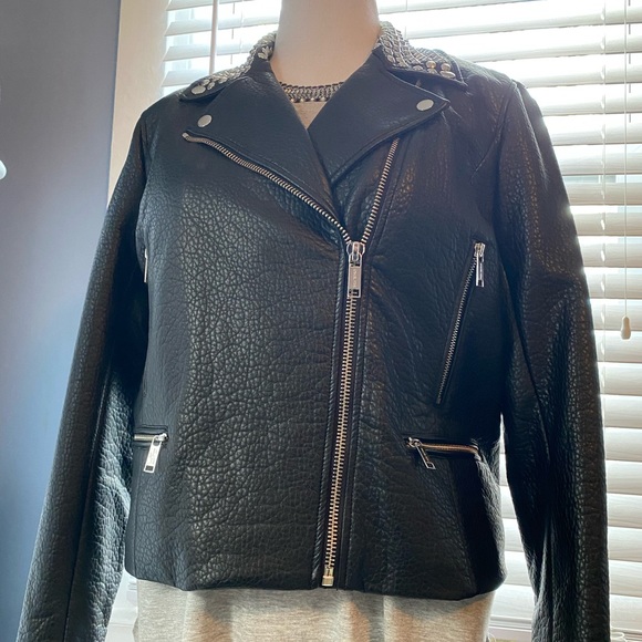 MICHAEL KORS Leather Jacket with Studs XL - Picture 2 of 6